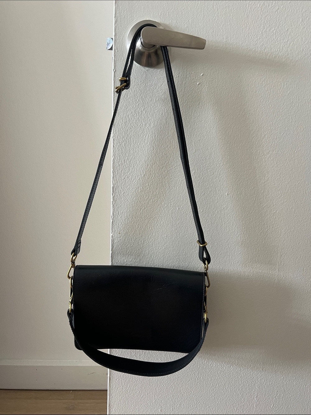 Madewell Flap Convertible Crossbody in Black + free nylon strap